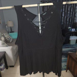 Torrid Black Lace Up Detail Baby Doll  Tank Size 5